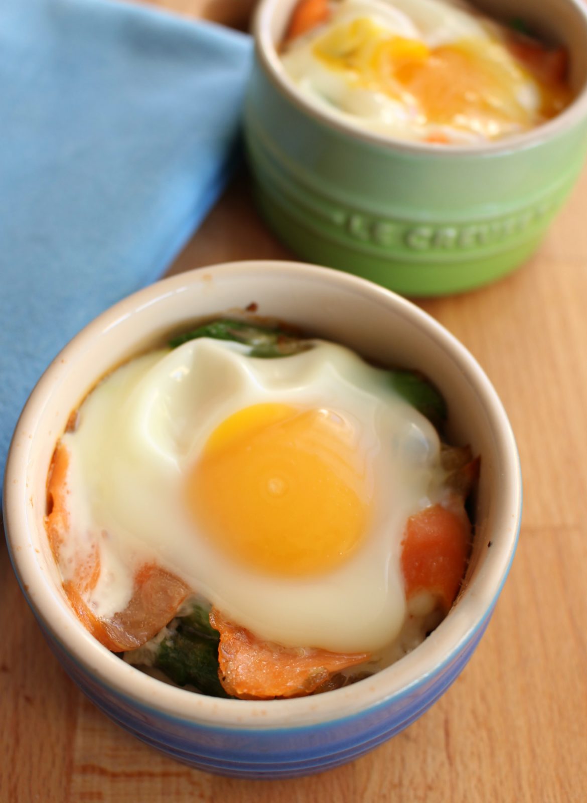 Baked Eggs with Smoked Salmon & Asparagus